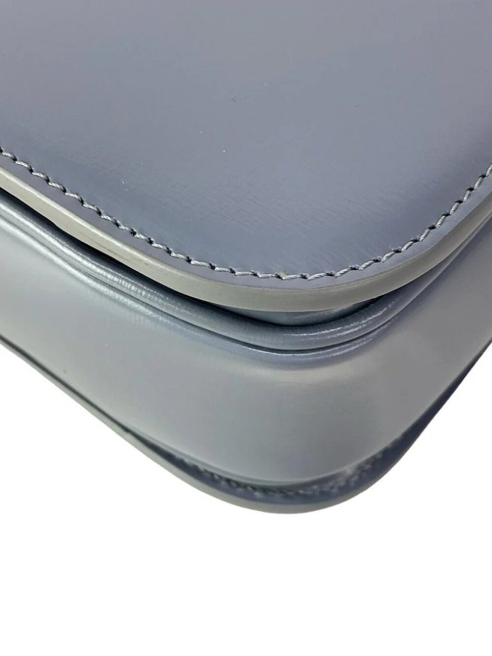 CELINE Triomphe Medium - Blue Gray Shiny Calfskin Shoulder Bag - Picture 10 of 16